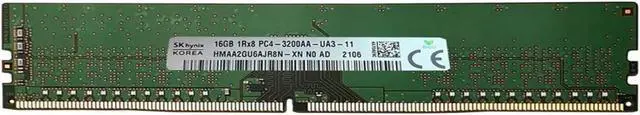 Main image of Hynix HMAA2GU6AJR8N-XN 16 GB Memory Module - 1Rx8 - PC4-3200AA - DDR4 - Non-ECC - UDIMM - 1.2 Volts - 288-Pin