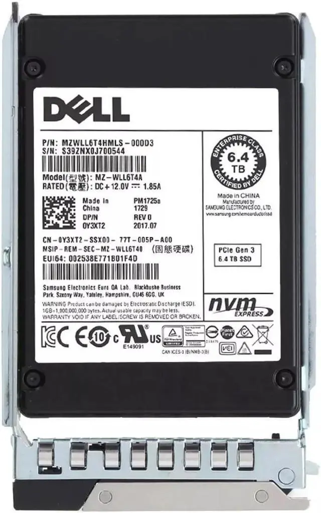 Alt view image 2 of 2 - Dell Y3XT2 6.4TB PM1725a 2.5" PCI Express 3.0x4 SSD