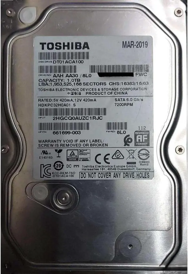 Main image of HP 661699-003 1 TB Internal Hard Disk Drive - 7200 RPM - 32 MB Cache - 6 Gbps - SATA - 3.5 Inches
