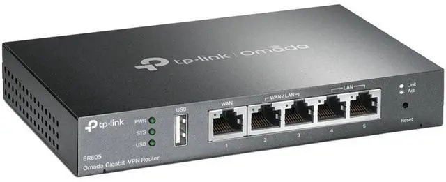 Main image of TP-Link ER605 Wireless Router - 5 Ports - Omada Multi-Wan Wired Gigabit VPN Router