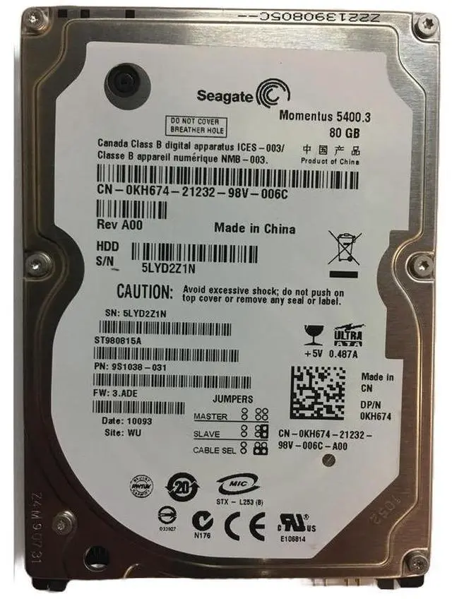 Main image of Dell KH674 80 GB Hard Disk Drive - 5400 RPM - SATA - 2.5 Inches
