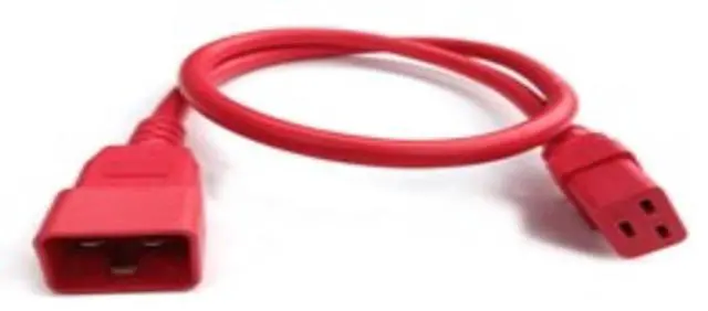Main image of Legrand 2306-1804-03 IEC 60320 C20 to C19 Power Cord - Red - 3 Feet - 12/3 SJT - 20 Amps - 250 Volts