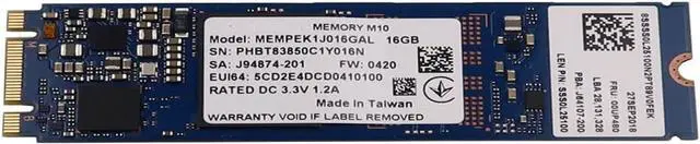 Alt view image 2 of 2 - MEMPEK1J016GAL Intel 16gb  M.2 2280 Pcie Solid State Drive 81F5006FUS