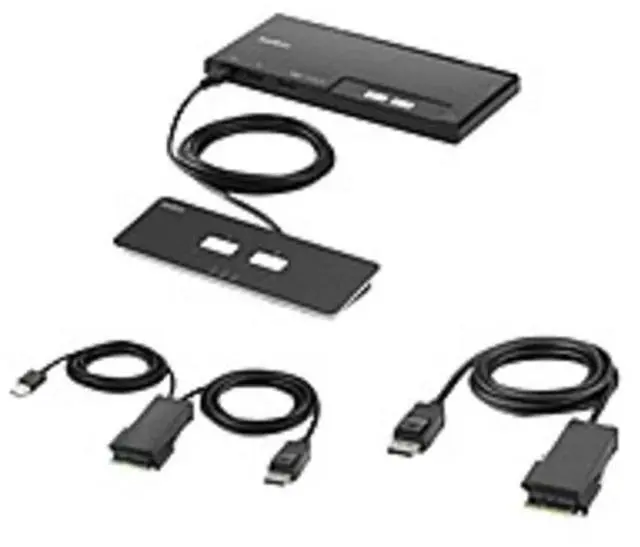 Main image of Belkin F1DN102MOD-PP-4 2-Port KVM Switch - Black - Single Head - DP Modular Secure - PP4.0 W/ Remote - 2 Computers - 1 Local User - 3840 x 2160 - 2x PS/2 Port - 3x USB - Desktop - Displayport - ...