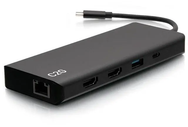 Alt view image 6 of 6 - C2G 4K USB C Dual Monitor Dock HDMI Ethernet USB 3.5mm & 60W Power C2G54488