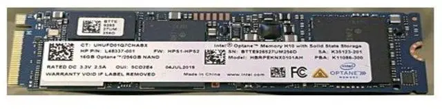 Main image of HP HBRPEKNX0101AH Intel Optane Memory H10 with Solid State Storage - 16GB Optane - 256GB Solid State Drive- M.2 2280 - Pcie 3.0 X4 - Nvme