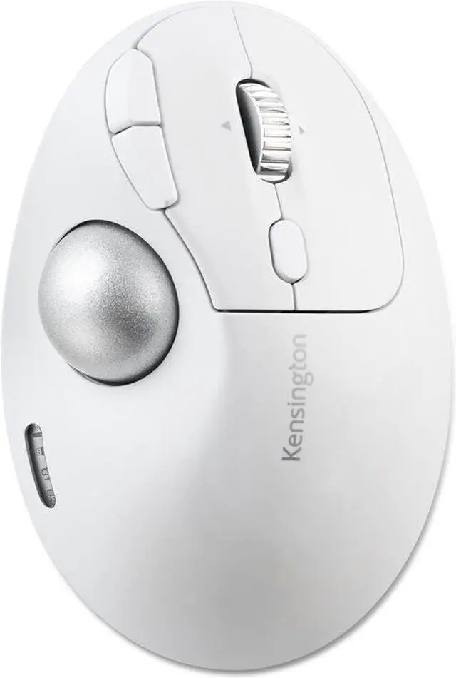 Alt view image 9 of 9 - Kensington Pro Fit Ergo TB550 Trackball - Optical - Wireless - Bluetooth/Radio Frequency - 2.40 GHz - Rechargeable - White - USB Type C - 1600 dpi - Tilt Wheel - 7 Programmable Button(s) -