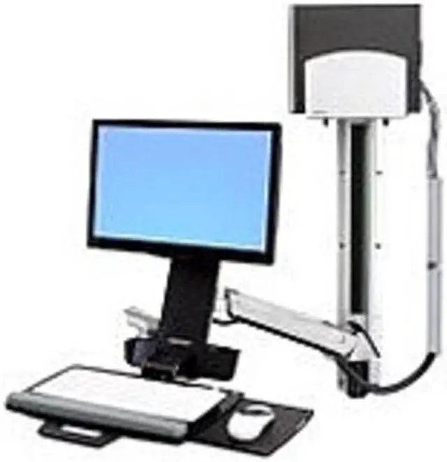 Alt view image 2 of 13 - Ergotron StyleView Sit-Stand Combo System With Medium Silver CPU Holder - Mounting kit (articulating arm, wall track mou