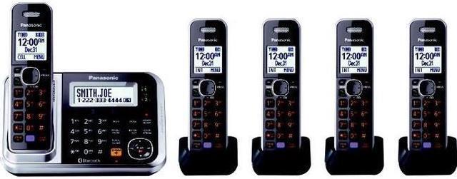 Alt view image 7 of 7 - Panasonic KX-TG7875S 1.9 GHz DECT 6.0 Link to Cell Via Bluetooth Cordless Phone with Integrated Answering Machine and 5 Handsets