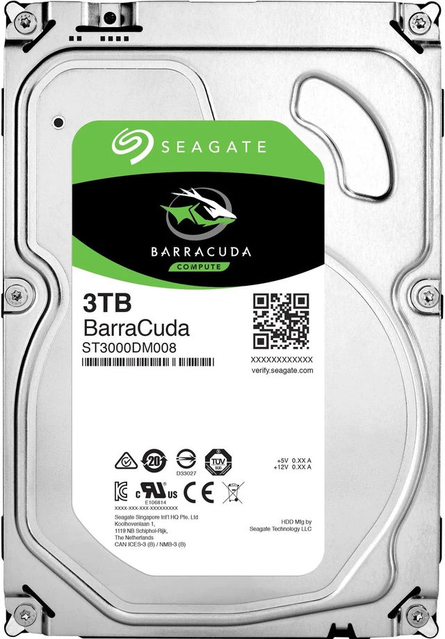 Alt view image 6 of 7 - Seagate BarraCuda ST3000DM008 3TB 7200 RPM SATA 6GB/s 3.5" Internal Hard Drive