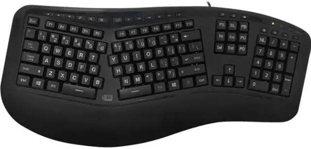 Alt view image 2 of 3 - Adesso AKB-150EB EasyTouch 3 RGB colors illuminated Ergonomic USB  keyboard,  with multimedia hot keys, 2X large print keycap