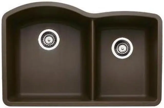 Main image of Blanco 440177 Diamond 32" Double Basin Undermount Silgranit II Kitchen Sink with 60/40 Split, Cafe Brown