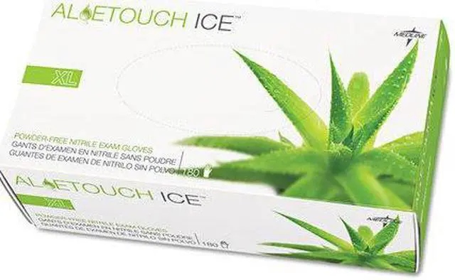 Alt view image 3 of 13 - Medline Aloetouch Ice Nitrile Exam Gloves Large Green 200/Box MDS195286