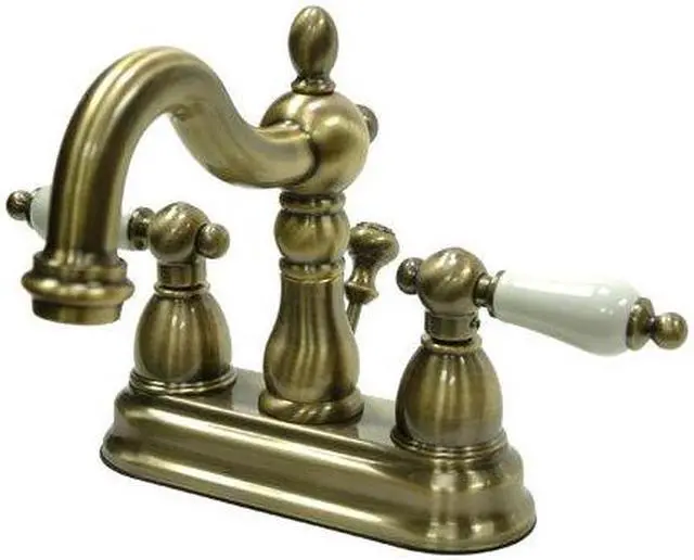 Main image of Kingston Brass KB160.PL Heritage Centerset Bathroom Faucet with Brass Pop-Up Dra, Antique Brass