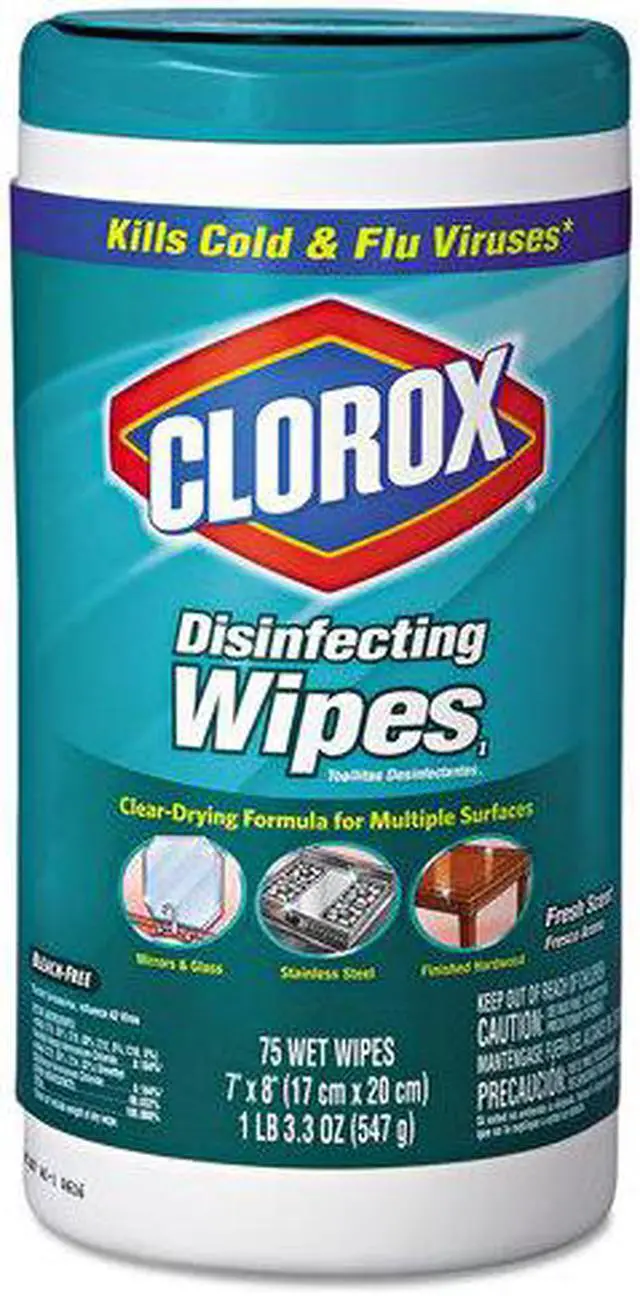 Alt view image 2 of 3 - Clorox Disinfecting Wipes, 7 x 8, Fresh Scent, 75/Canister x 6