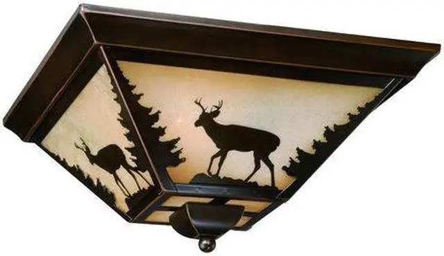 Alt view image 3 of 7 - Vaxcel Bryce 14" Flush Mount Burnished Bronze - CC55414BBZ