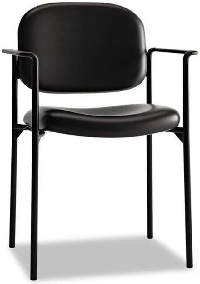 Main image of HON Scatter Guest Chair with Arms- Leather Stacking Office Furniture,  Black (VL616)