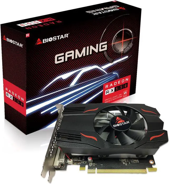 Main image of Biostar Gaming Radeon RX 550 4GB GDDR5 128-Bit DirectX 12 PCI Express 3.0 DVI-D Dual Link, HDMI, DisplayPort