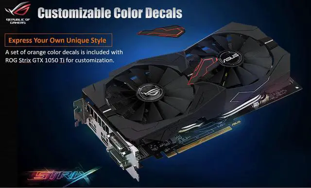 Alt view image 4 of 7 - ASUS NVIDIA GeForce GTX 1050 Ti 4GB GDDR5 ROG STRIX OC Edition HDMI 2.0 DP 1.4  Dual Fan Gaming Graphics Card