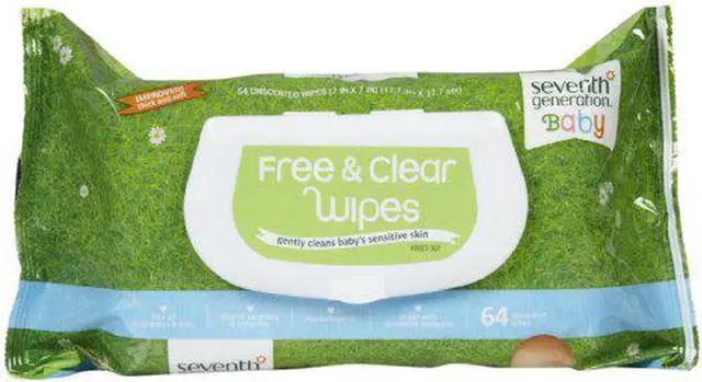 Main image of Seventh Generation Baby Wipes - Free and Clear - 64 Count Diapers and Wipes