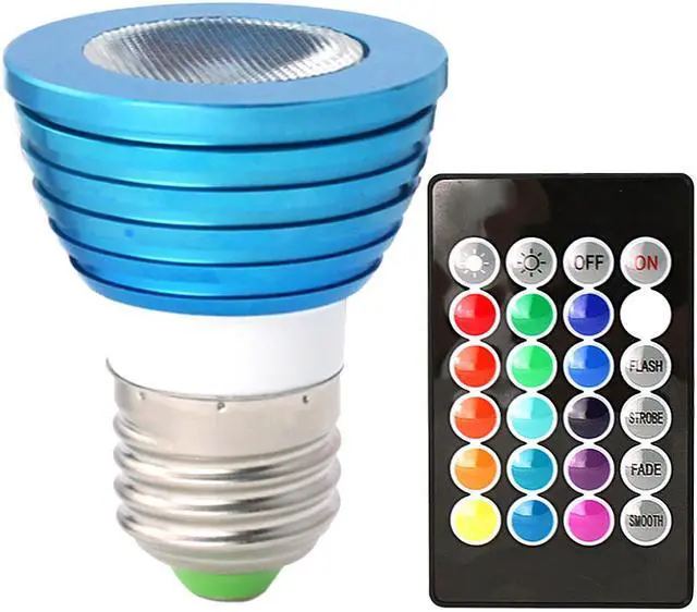 Main image of HitLights 3 Watt Color-Changing LED Light Bulb with Remote, 16 Colors