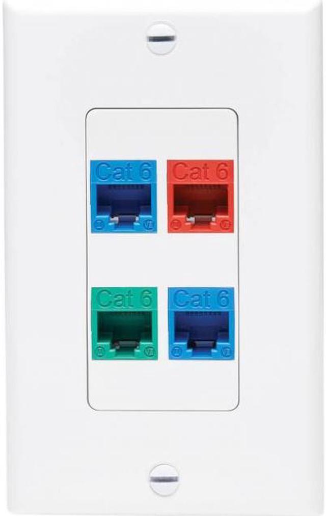 Alt view image 3 of 12 - Tripp Lite series N042D-004V-WH Center Plate Insert, Decora Style - Vertical, 4 Ports, TAA