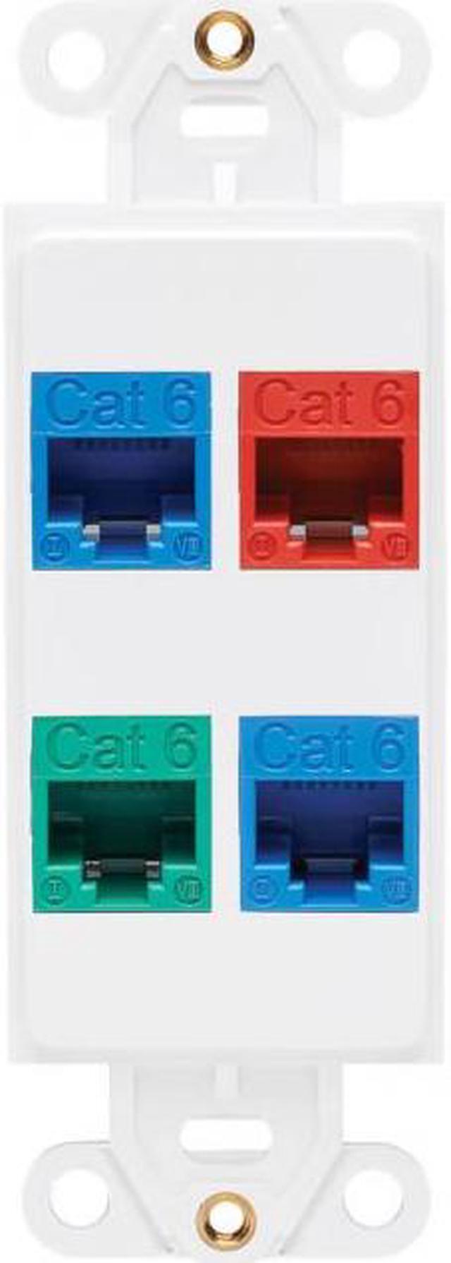 Alt view image 4 of 12 - Tripp Lite series N042D-004V-WH Center Plate Insert, Decora Style - Vertical, 4 Ports, TAA