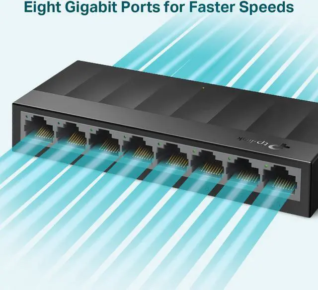 Alt view image 4 of 20 - TP-Link Litewave 8 Port Gigabit Ethernet Switch | Desktop Ethernet Splitter | Plastic Case | Unshielded Network Switch | Plug & Play | Fanless Quiet | Unmanaged (LS1008G)