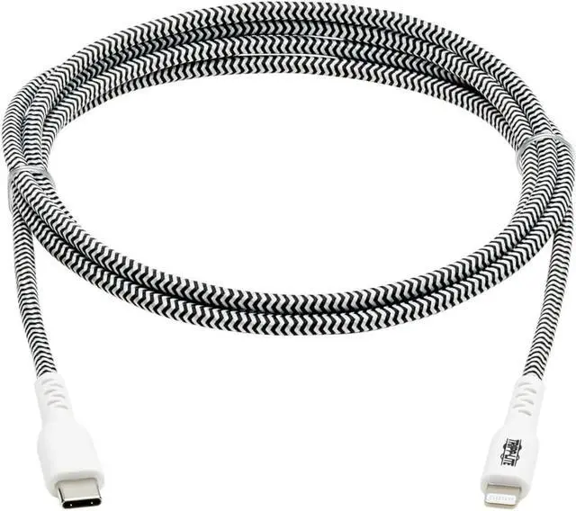 Alt view image 2 of 16 - Tripp Lite M102-006-HD Heavy-Duty USB-C to Lightning Cable M/M 6 ft. M102006HD