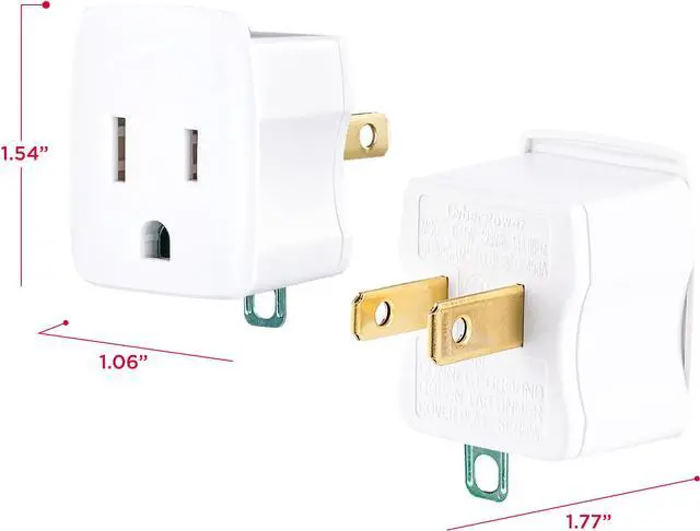 Alt view image 6 of 10 - CyberPower GT1W2PK Power Plug - NEMA 1-15P - 125 V AC / 15 A - White