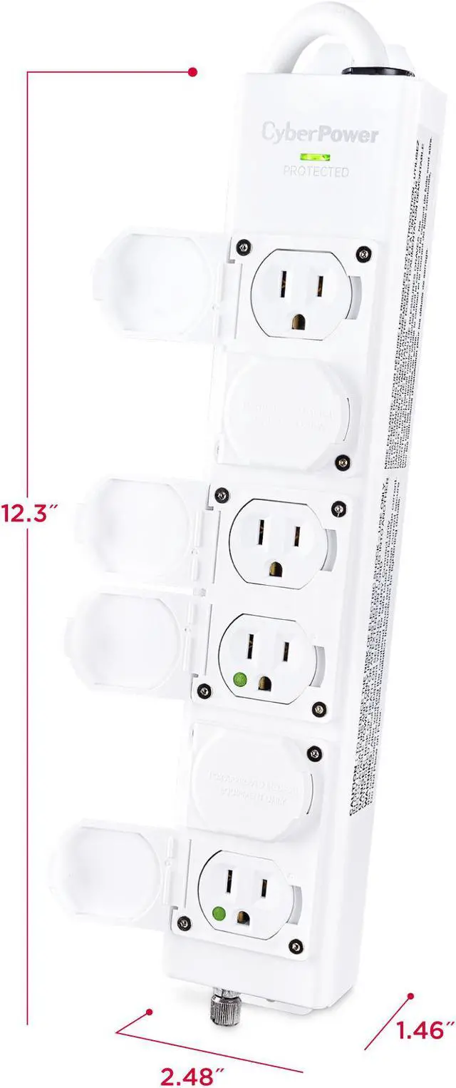 Alt view image 6 of 9 - CyberPower MPV615S Professional 6 Outlet Surge with 1560 J