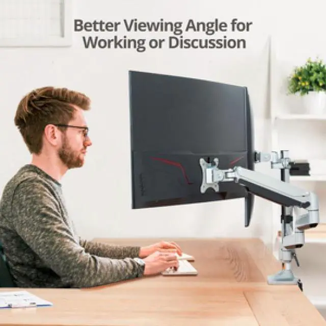 Alt view image 7 of 15 - Siig Mounting Arm For Flat Panel Display Curved Screen Display Monitor - Silver