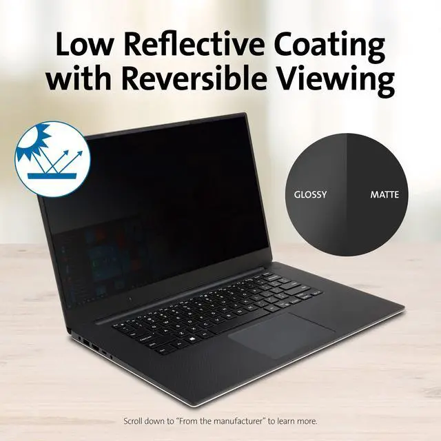 Alt view image 3 of 15 - Kensington MagPro 12.5" 16:9 Laptop Privacy Screen Filter Black K58350WW