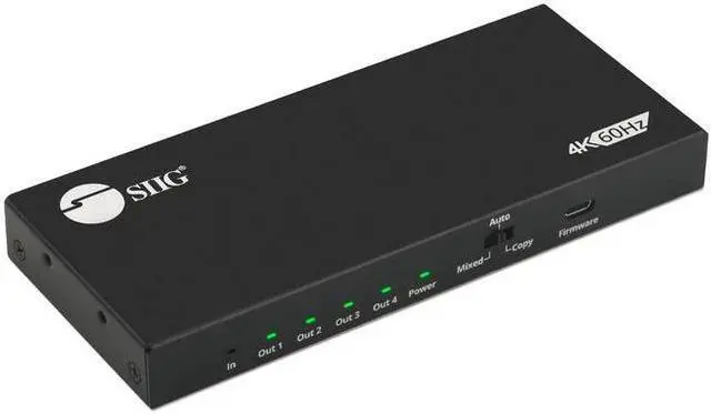 Alt view image 16 of 17 - SIIG 4 Port HDMI 2.0 HDR Splitter with EDID and Downscaling CEH26C11S1
