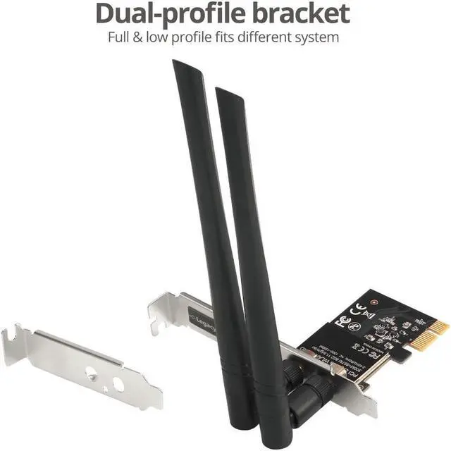 Alt view image 2 of 8 - SIIG Wireless 2T2R Dual Band WiFi Ethernet PCIe Card AC1200 LB-WR0011-S1