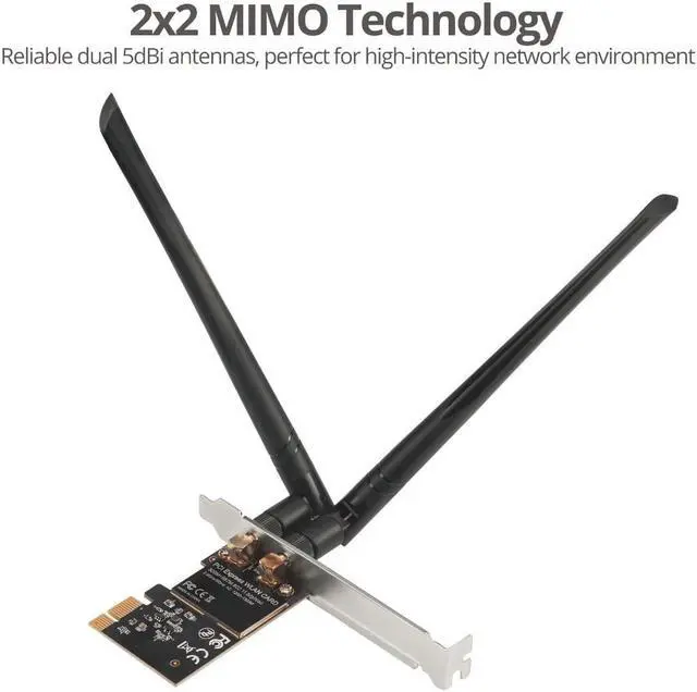 Alt view image 6 of 8 - SIIG Wireless 2T2R Dual Band WiFi Ethernet PCIe Card AC1200 LB-WR0011-S1