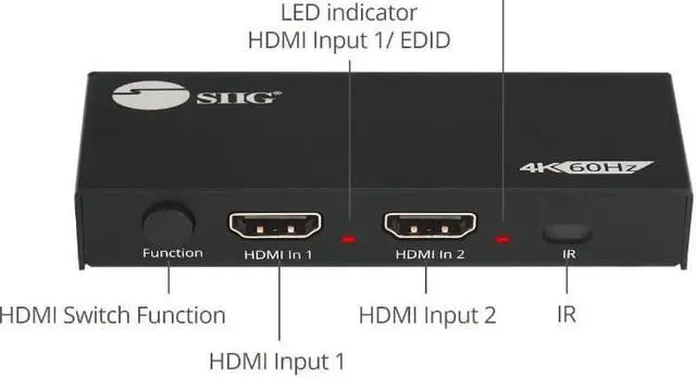 Alt view image 4 of 10 - Siig 2 Port Hdmi 2.0 4K Hdr Splitter / Switcher