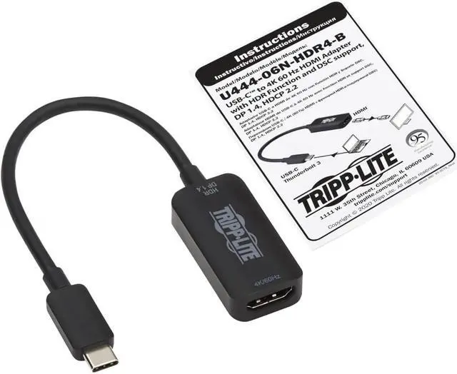 Alt view image 3 of 20 - Tripp Lite U444-06N-HDR4-B HDMI/USB-C Audio/Video Adapter U44406NHDR4B