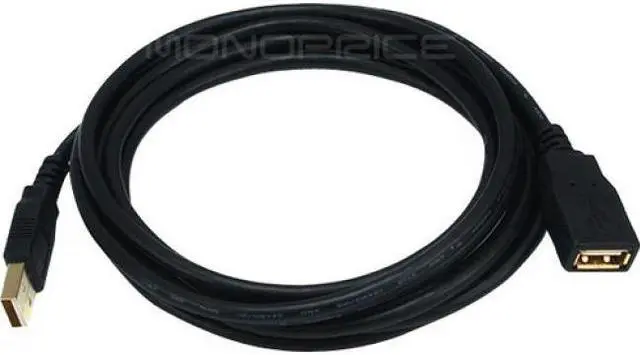 Alt view image 8 of 18 - Monoprice USB 2.0 Extension Cable - 10 Feet - Black | Type-A Male to USB Type-A Female, 28/24AWG, Gold Plated Connectors