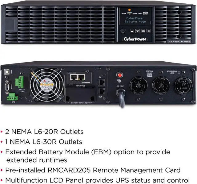 Alt view image 5 of 13 - CyberPower Smart App Online OL3000RTXL2UHVN 3KVA Rack/Tower UPS