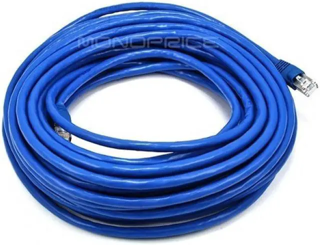 Alt view image 4 of 19 - Monoprice Cat6A Ethernet Patch Cable - 50 Feet - Blue | Snagless RJ45, Stranded, 550Mhz, STP, Pure Bare Copper Wire, 10G,26AWG
