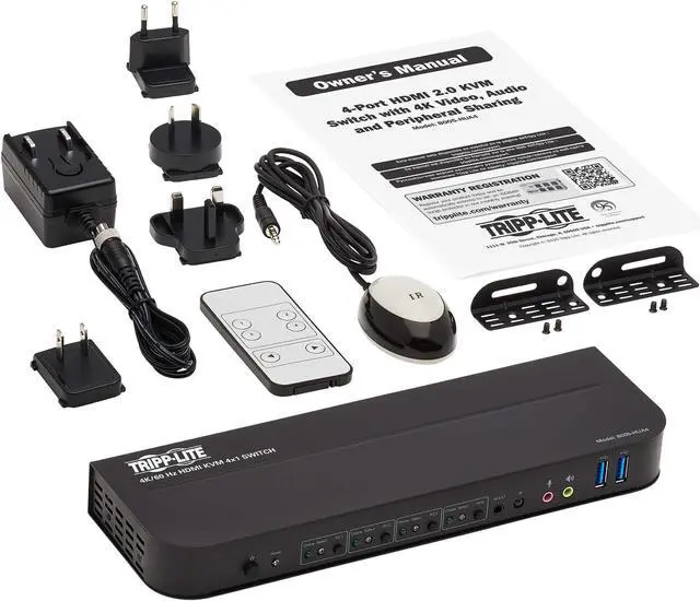 Alt view image 6 of 20 - TRIPP LITE B005-HUA4 4-Port HDMI/USB KVM Switch - 4K 60 Hz, HDR, HDCP 2.2, IR, USB Sharing