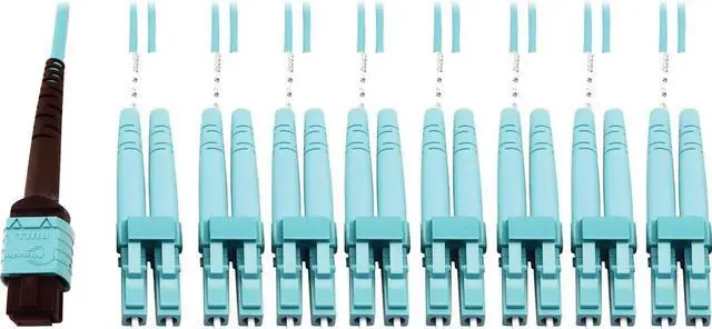 Alt view image 2 of 10 - Tripp Lite 3m 400G Multimode 50/125 OM4 Fiber Optic Cable, Aqua N846D05M24CAQ