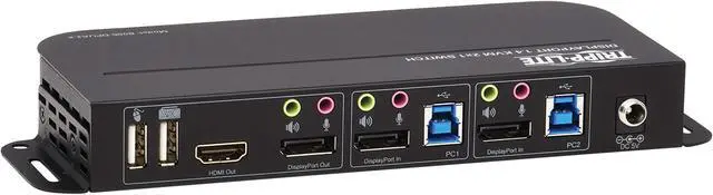 Alt view image 5 of 19 - TRIPP LITE B005-DPUA2-K 2-Port DisplayPort/USB KVM Switch - 4K 60 Hz, HDR, HDCP 2.2, IR, DP 1.4, USB Sharing, USB 3.0 Cables