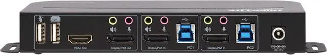 Alt view image 4 of 19 - TRIPP LITE B005-DPUA2-K 2-Port DisplayPort/USB KVM Switch - 4K 60 Hz, HDR, HDCP 2.2, IR, DP 1.4, USB Sharing, USB 3.0 Cables