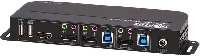 Alt view image 6 of 19 - TRIPP LITE B005-DPUA2-K 2-Port DisplayPort/USB KVM Switch - 4K 60 Hz, HDR, HDCP 2.2, IR, DP 1.4, USB Sharing, USB 3.0 Cables