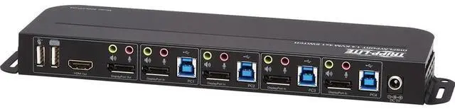 Alt view image 5 of 20 - TRIPP LITE B005-DPUA4 4-Port DisplayPort/USB KVM Switch - 4K 60 Hz, HDR, HDCP 2.2, IR, DP 1.4, USB Sharing