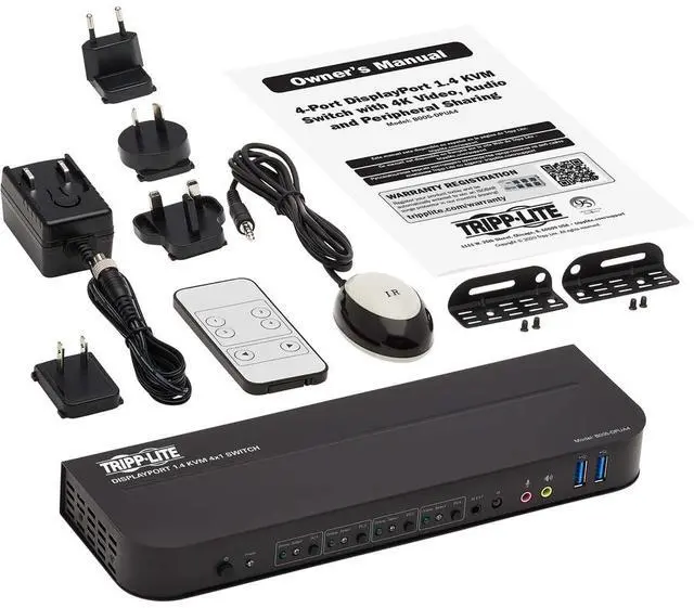 Alt view image 7 of 20 - TRIPP LITE B005-DPUA4 4-Port DisplayPort/USB KVM Switch - 4K 60 Hz, HDR, HDCP 2.2, IR, DP 1.4, USB Sharing