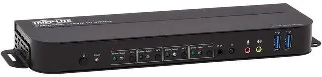 Alt view image 2 of 20 - TRIPP LITE B005-DPUA4 4-Port DisplayPort/USB KVM Switch - 4K 60 Hz, HDR, HDCP 2.2, IR, DP 1.4, USB Sharing