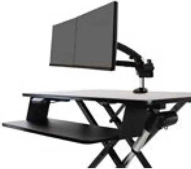 Alt view image 7 of 20 - Ergotech - FDM-E-DESK - Electric Sit Stand Desktop Converter Designed W/36 Upper Display Surfacea And Lo